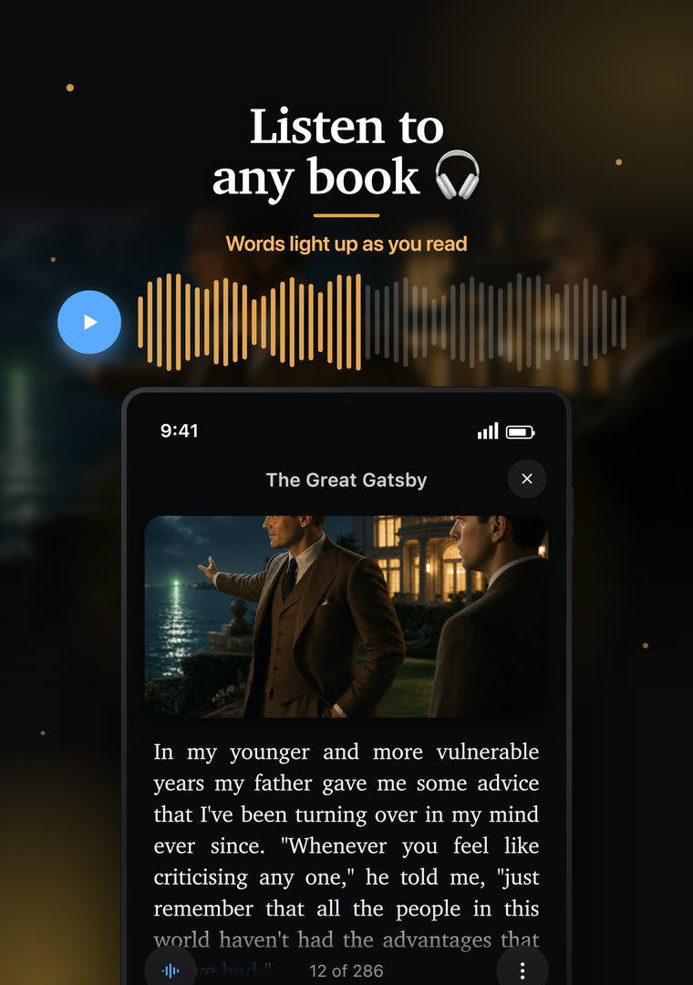 Narration with the words lighting up