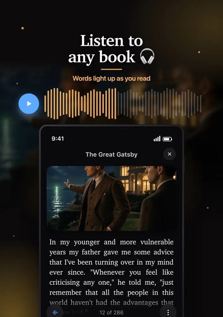 Narration with the words lighting up