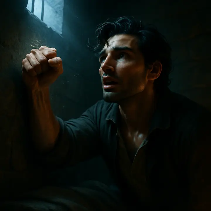 Edmond raps the stone three times with a scrap and the distant scratching abruptly stops; he waits breathlessly and then is flooded with renewed energy and relief at the silence that proves another prisoner is beneath. He moves with feverish purpose, revitalized by the prospect of a companion.