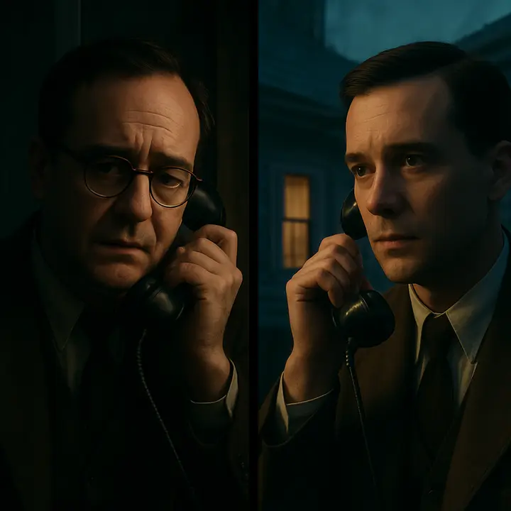 A late-night telephone call: Klipspringer, nervous and almost apologetic, pleads for a pair of tennis shoes in a dim, cramped room while Nick listens on the other end, weariness and absurd entitlement in the voice. The intimacy of the call contrasts with the emptiness of Gatsby's house and the mounting absence of true friends.